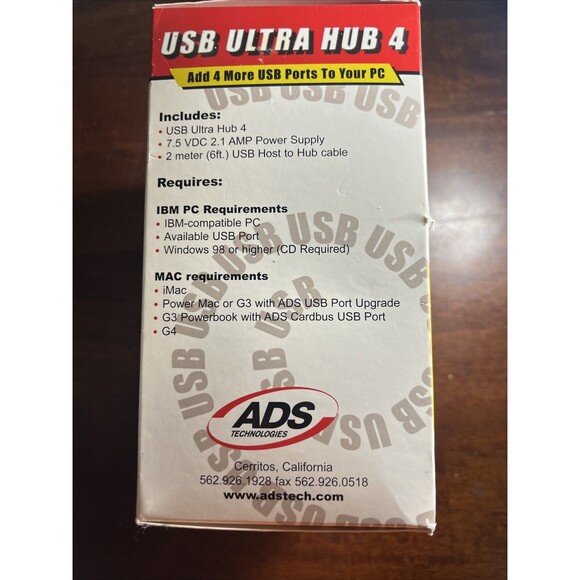 USB Ultra Hub 4 (Powered) - ADS Technologies PC or MAC - NEW IN FACTORY BOX - Picture 4 of 6